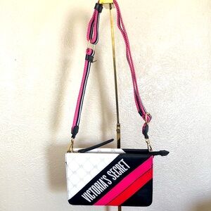 Victoria's Secret Pink and Black Sporty Crossbody Bag